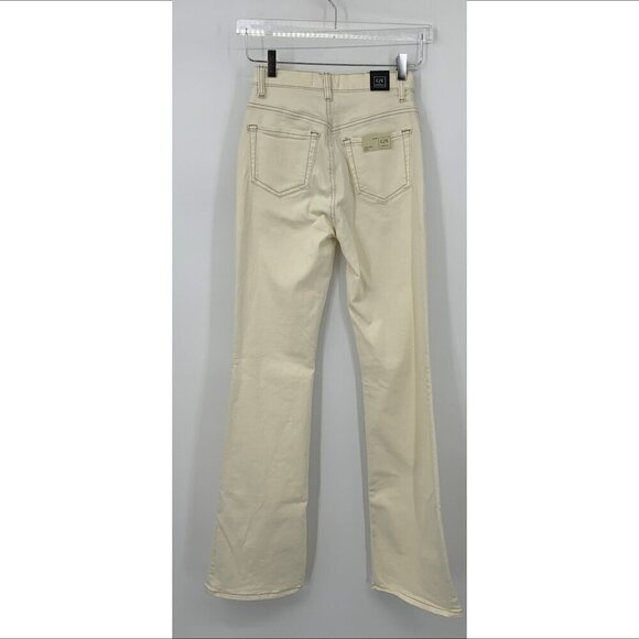 C/E Current Elliott high rise flared jeans bentonite ivory cream tan new 24 - Picture 4 of 5
